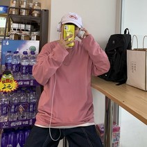 긴팔 이너셔츠 무지 남자 소매 트렌드 와이드 루즈핏 캐쥬얼 이너티셔츠 봄가을 계절 상의 1688952939