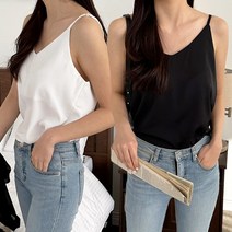 여성 아이비 브이넥 끈나시 티셔츠 2개