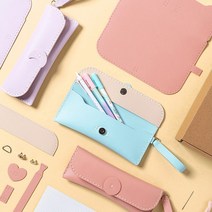 민화 가죽 코튼캔디 필통 만들기 3종 diy 가죽필통만들기 바느질 핸드메이드, 민화 가죽필통_핑크