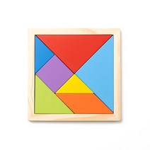우드블럭퍼즐 대형 18X18cm 원목교구 칠교놀이 도형 테트리스