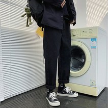 남성 느슨한 스트레이트 다리 탄성 허리 십대 캐주얼 발목 길이 입 옷 청바지 57