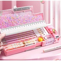 만능필통 멀티 초등학생 귀여운 대용량수납 플라스틱, (대형)하트버니/양면다기능/시간표