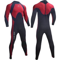 프리다이빙슈트 웻슈트 웻수트 nine bull Mens 3mm Wetsuit Body Diving Suit Long Sleeve Back Zip in Col, 02 Red_04 XX-Large