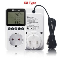 요리온도계 디지털온도계 KT3100 온도 조절기 디지털 컨트롤러 소켓 콘센트 타이머 스위치 센서 난방 냉각, New EU Type KT3200