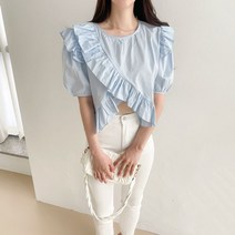 러블리아미에 / 아미에 /사선 랩 프릴 블라우스 3color