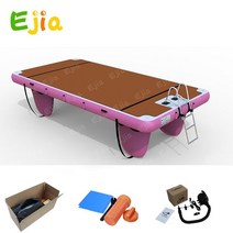 워터 플랫폼 매트 매직 카펫 야외 서핑 낚시 4202m157 788 인치 티크 EVA 커버 플로팅 아일랜드 도크 풍선 요트 풀 비치 오션 레이크, 14.4X2X02m  Pink  With Ladder
