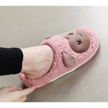 류앤샵 양순이 뽀글이 털실내화 털거실화 사무실슬리퍼 포근한 룸슈즈, 핑크