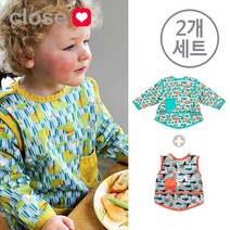 [클로즈]긴팔 방수턱받이/긴팔 유아 앞치마+민소매 방수턱받이/민소매 유아앞치마/유아앞치마/유, 베어(긴팔), 투칸(민소매 턱받이)