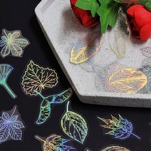 PET 반투명 홀로그램 스티커 나뭇잎 다꾸스티커 감성스티커 예쁜스티커 디자인스티커, 상세페이지 참조