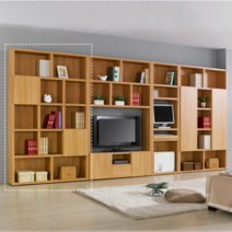 블랑누보 서재 맞춤 책장 수납형 TV 다이 시스템 거실장 세트 1200, 4자책장_아카시아