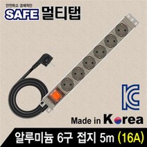 SAFE 알루미늄 6구 접지 멀티탭 5m(16A)/NMP-AM0650/벽면 장착형 디자인/허브랙/서버랙에 최적화/과부하 차단 스위치/국, 1개