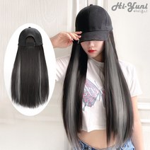 하이유니 브릿지 스트레이트 펌 헤어 모자가발 가발 50cm + 가발빗 세트, 애쉬퍼플브릿지 / 50cm