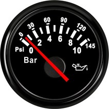 유면계 유량계 2 "52mm 오일 압력 게이지 PSI 해양 보트 요트 0-5Bar/0-10Bar/0-30Bar 오일 압력 게이, 08 Black 0-10Bar
