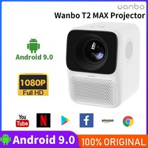 프로젝터 미니 휴대용 스크린 소형 글로벌 버전 wanbo t2 max 풀 hd 1080p 지원 수직 키스톤 보정 용 홈 시어터, 대괄호 추가, 우리 플러그