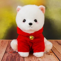 리얼강아지시리즈 동물인형 달마시안 세퍼트 진짜같은 말랑인형 크림 진짜같은 강아지 인형 비숑프리제 리얼한 선물, 레드 맨투맨, 높이 23cm (불러주지 않는)