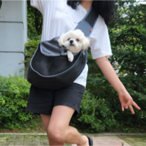 도고 사계절 반려견 슬링백 매쉬 강아지 이동가방, 블랙
