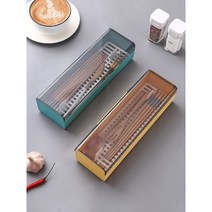 뚜껑있는 물빠짐 뚜껑 사각 업소용 가정용 식당 수저통 정리함, 화이트, 1세트