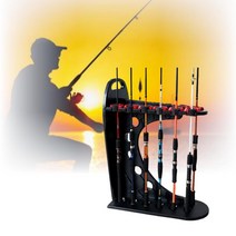 레저 조립식 고정 진열대 낚시대 수납 스탠드 거치대 12구, 낚시진열대 블랙