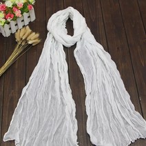 새로운 얇은 Pleated 여성 스카프 Hijabs 일반 컬러 린넨 소년 소녀 Scarfs 숙녀 목도리 랩 머리띠 부드러운 따뜻한, White