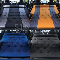 제네시스GV80 자동차 SUV전용 차박캠핑 놀이방 물놀이 침대 자충 에어매트 쿠션 목베개, 03- 배색 스웨이드 SUV 에어매트, B타입-스웨이드블랙