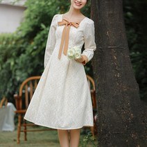 넷투넷코리아 여성 스퀘어넥 루즈핏 쉬폰 플라워 리본 롱 원피스