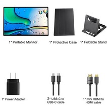 휴대용모니터 포터블모니터 듀얼 미니 TV LCD HD 16 인치 2 5k 144hz, 케이스 스탠드 포함, 영국 플러그