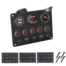 카라반 캠핑카 부품 수리용품 12v 24v 5 버튼 led 스위치 패널 라이트 토글 usb 충전기 3.0 볼트 게이지 자동차 해양 보트 트럭 트레일러 캐러밴 액세서리, 씨엔, 빨간색