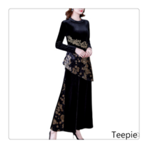 티피/Teepie 골드 벨벳 탑 와이드 팬츠 슈트 가을 신작 투피스 슈트