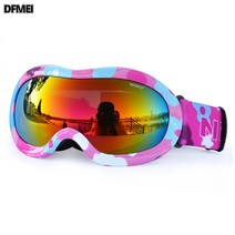 스키 고글 이중 남여 스노우 코커 안경 등산 스키 장비, 080핑크꽃컬러필름(3-12세)
