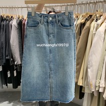 여자 하늘색 원피스 소라색 스카이 블루 봄 클린 데님 스커트 여성 한국 스타일 하이