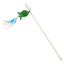 1Pc 고양이 장난감 다채로운 티저 등나무 공 놀이 모양 깃털 재생 스틱 애완 동물 용품, 06 Green