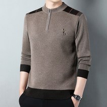 남자 가을/겨울 지퍼 니트 스웨터 남자 2022 년 한국 컬러 블록 비즈니스 레저 패션 남성 백킹 셔츠 a