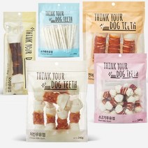 더주스 띵크유어독 Think Your Dog Teeth 치킨 연어 오리 소고기 소가죽 딩고 우유껌 강아지껌 개껌 모음, 20개입