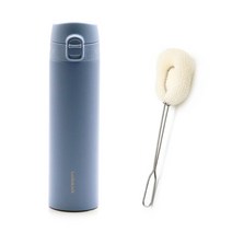 락앤락 슬림핏 원터치 텀블러 400ml (LHC3270) + 세척솔 세트, 블루+세척솔