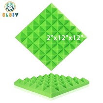 어쿠스틱 패널 피라미드 방음 폼 61224 pcs 벽 방 방음 처리 스폰지 패드 용 방음 절연, jzt-그린, 6개, 중간 밀도