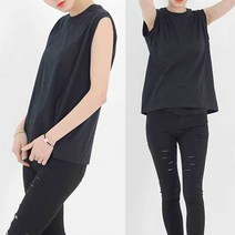 롱티 노브라티 여름티셔츠 끈나시 무지 민소매 나시 티셔츠 여자 캐쥬얼 바캉스 패션 (올핀)_1972EA