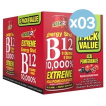 Stacker 2 스태커 에너자샷 B12 아카이 포머그라네이트(석류) 60ml 6개입 360ml 3팩 B12 10 000% Energy Shot Acai Pomegranate