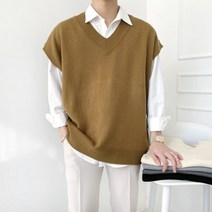 베이직바이블 숄더 드랍 오버핏 V넥 니트 베스트