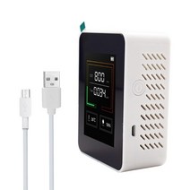루버창 NDIR 채널 센서 CO2 포름알데히드 측정기 온도 및 상대 습도 이산화탄소 감지기 대기 질 모니터, 하얀, 01 White