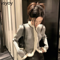 vsyoy 고급 느낌 작은 향수 스웨터 여성 2022 가을과 겨울 새로운 in 디자인 느낌 틈새 기질 짧은 스웨터 조수