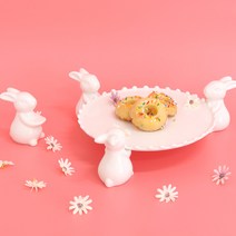 래빗 화이트 케익 스탠드 받침대, 3-4.물방울4호(26cm)+토끼3P