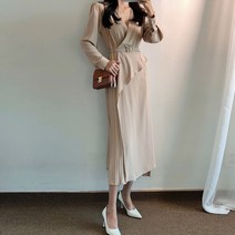 요시아나 [당일발송] 헬레니아 랩 플리츠 쉬폰 롱원피스(벨트세트) -2컬러