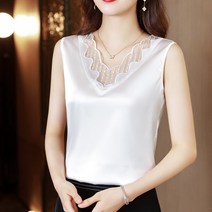 봄 여름 나시 나시 여 정장 이너 여름 레이스 디자인 실크 새틴 상의