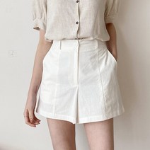 코튼 숏팬츠 여름 데일리 뒷밴딩 핀턱라인 면반바지