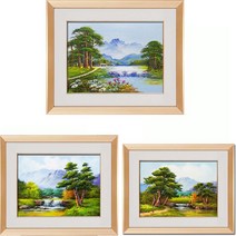(진품) 국내 유명 화가분이 직접 그린 진품 생기 물 풍경화그림 액자 부자되는 배산임수 산수화 풍경 액자 풍수 유화 현관 거실 사업장 침실 사무실 풍수에좋은 소나무 그림, 20번 그림