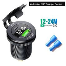 전기차완속충전기 급속 휴대용 전기트럭 고속 충전 듀얼 USB 차량용 어댑터 알루미늄 전원 LED 전압계 해양 보트, 1.APC Green