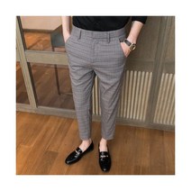 스타일 남성 봄 슬림 피트 비즈니스 정장 바지/남성 사무실 체크무늬 레저 바지/신랑 식 바지