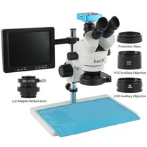주사전자현미경 비파괴 수질 검사 오염도측정기 7X-45X 줌 Trinocular Simul 초점 스테레오 1080P HDMI USB VGA 디지털 산업 카메라, 3.2K 48MP Set