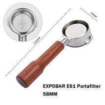 EXPOBAR E61 커피 머신 단단한 나무 바닥이없는 손잡이 포터 필터 58MM 범용 적용 그룹 헤드 마호가니 바텀리스 포, E61-C3