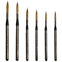 Biaelk 875 라운드 Kolinsky 믹스 헤어 Rinsin 핸들 수채화 아크릴 아트 용품 아티스트 페인트 여행 펜 브러쉬 1 피스, 6피스